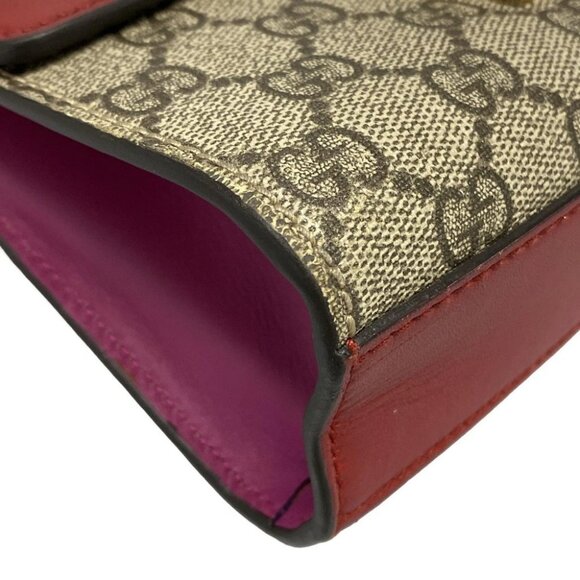 Auth GUCCI Padlock/GG Supreme Beige Red Pink PVC Leather Shoulder Bag - Picture 8 of 14